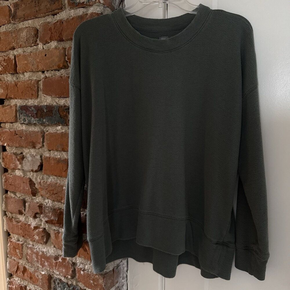 Aerie Crewneck Pullover Sweatshirt Size Small Teal Green Oversized Terrycloth